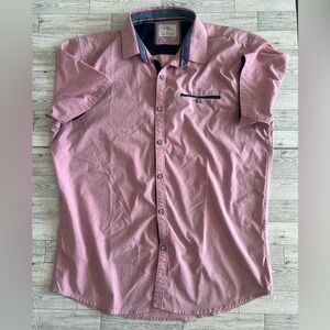 Craft+Flow Shirt Men Size XL Button Up Collared Short Sleeves Pink Top‎